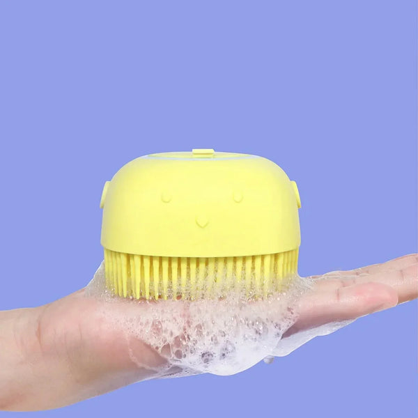 Silicone Massage Bath Body Brush Soft Bristle With Shampoo Dispenser - Justgrabit Inc.