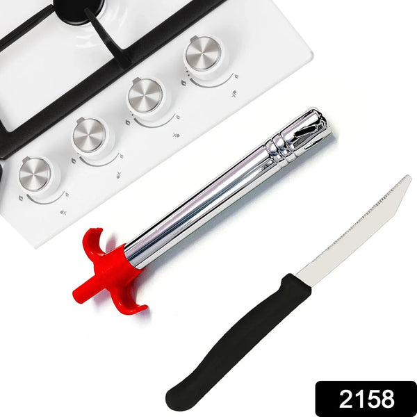 Stainless Steel Electronic Gas Lighter and Knife (2 in 1) - Justgrabit Inc.