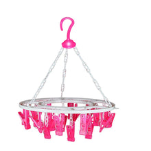 Plastic Round Cloth Drying Stand Hanger with 24 Clips (Multicolour) - Justgrabit Inc.