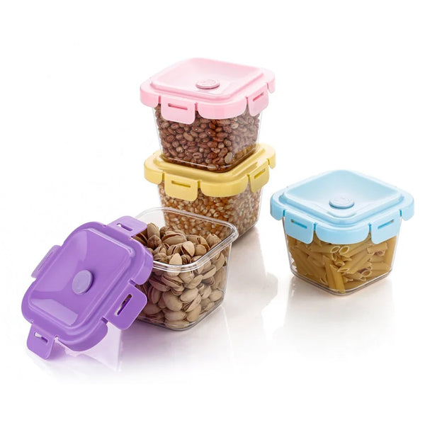 Plastic Food Storage Containers with Lid (4 Pcs Set / 500 ML) - justgrabit.in | Just Grab It