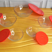 Modern Glass Bowl Set, Mixing / Storage Bowls with Red Lids (5 Pcs Set) - justgrabit.in | Just Grab It