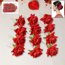 Hair Clip Red Rose Bridal Hair Pins Rose (12 Pcs Set / Red Color Only) - justgrabit.in | Just Grab It