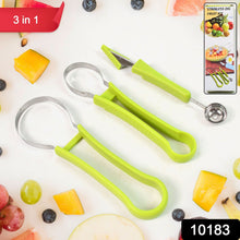 Professional 3 in 1 Stainless Steel Watermelon Cutter Fruit Carving Tools Set (1 Set) - justgrabit.in | Just Grab It