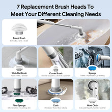 7 - in - 1 Electric Spin Scrubber Cleaning Brush with Extension Handle (1 Set) - Justgrabit Inc.