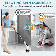 7 - in - 1 Electric Spin Scrubber Cleaning Brush with Extension Handle (1 Set) - Justgrabit Inc.
