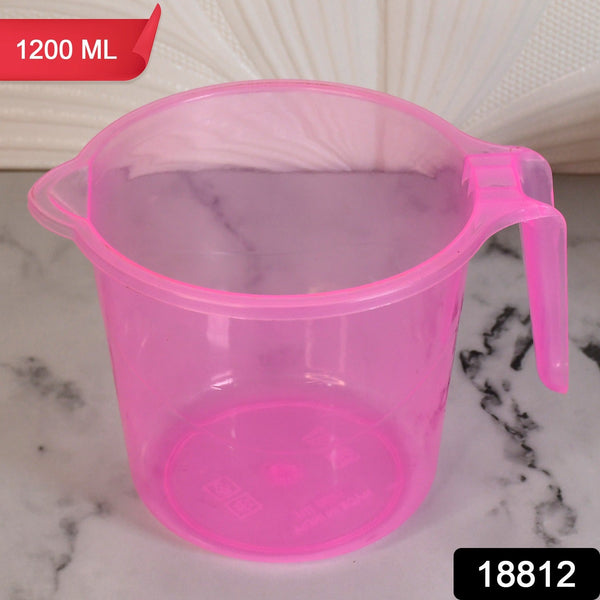 Plastic Round Transparent Bath Water Mug (1 Pc / 1200 ML / Mix Color) - justgrabit.in | Just Grab It