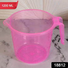 Plastic Round Transparent Bath Water Mug (1 Pc / 1200 ML / Mix Color) - justgrabit.in | Just Grab It