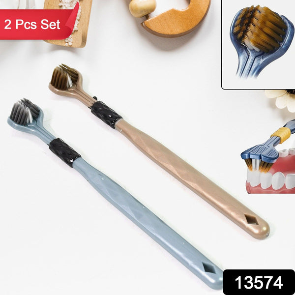 3 Sided Toothbrush, Soft Bristle Toothbrush (2 Pc Set) - justgrabit.in | Just Grab It