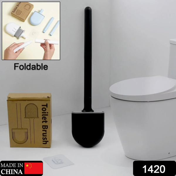 Silicone Toilet Brush with Holder Stand for Bathroom Cleaning - justgrabit.in | Just Grab It