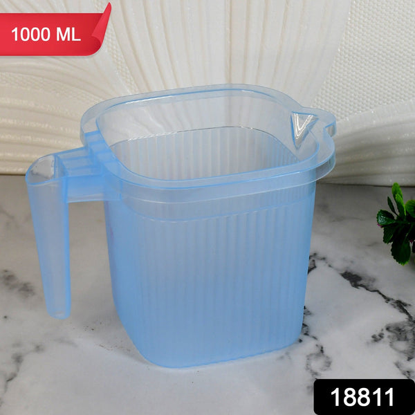 Plastic Square Transparent Bath Water Mug (1 Pc / 1000 ML / Mix Color) - justgrabit.in | Just Grab It