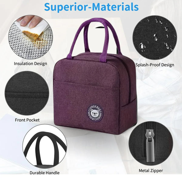 Lunch Box Bag for Women Men Insulated Lunch Bag With Zipper (1 Pc) - Justgrabit Inc.
