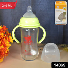 Glass Baby Feeding Bottle with Handles & Straw (240 ML / 1 Pc) - justgrabit.in | Just Grab It