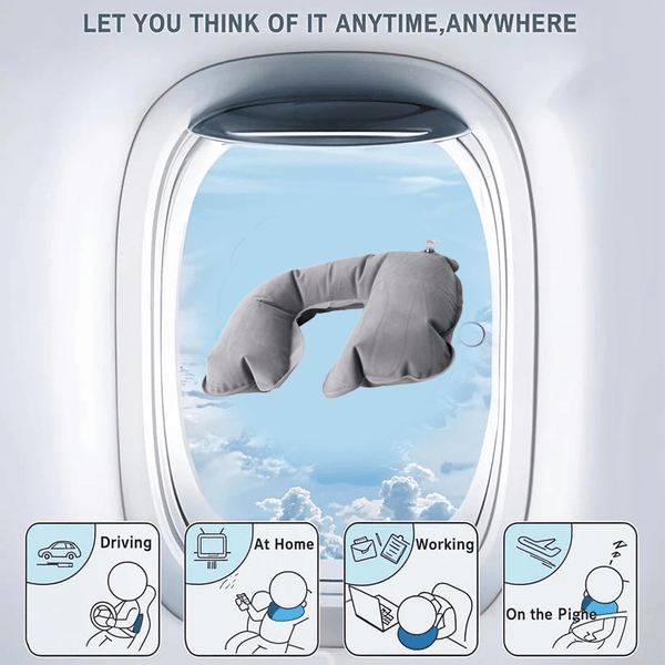 Inflatable & Foldable, Pillow U Shape Air Cushion Travel Pillow (1 Pc / Mix Color) - justgrabit.in | Just Grab It