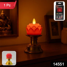 Premium Lotus Shaped LED Flameless Candle with Decorative Holder (1 Pc) - Justgrabit Inc.