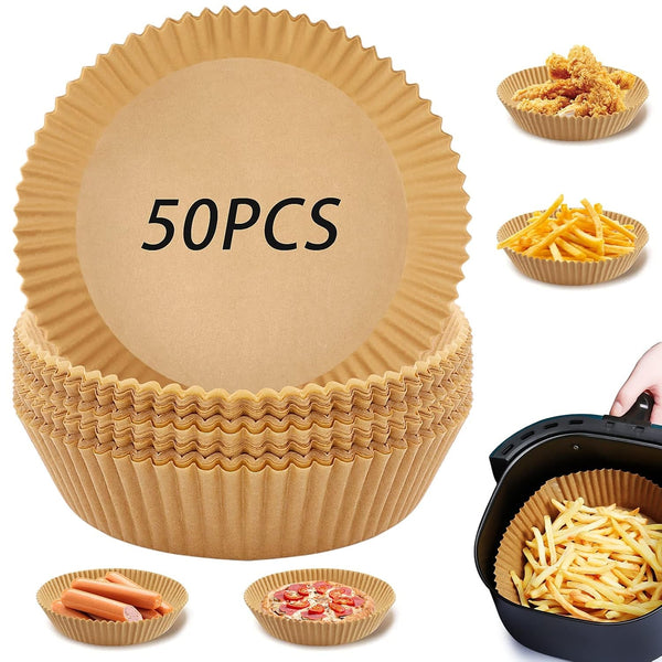 Round Air Fryer Disposable Paper Liner (50 Pcs Set / 160mmx45mm) - justgrabit.in | Just Grab It