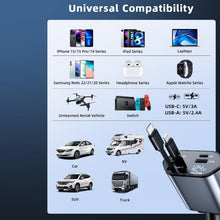 4 - in - 1 Super Fast Car Charger with Dual Built - In Cables, Dual USB Ports, - justgrabit.in | Just Grab It
