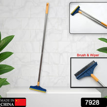 2 in 1 Cleaning Brush & Wiper , Long Handle Floor Brush, Rotatable Cleaning Brush for Bathroom, Kitchen, 120 Degree Triangular Rotating Brush Head with Wiper - justgrabit.in | Just Grab It