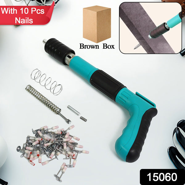 Manual Steel Nails Gun, Nail Wall Fastening Tool with 10 Nails (1 Set) - justgrabit.in | Just Grab It