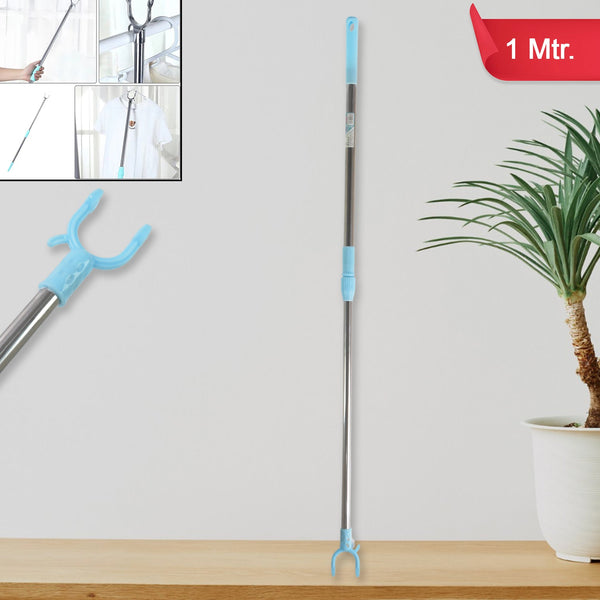 Stainless Steel Telescopic Pole Clothes Hooks Hanger (1 Pc / 1 Mtr.) - justgrabit.in | Just Grab It