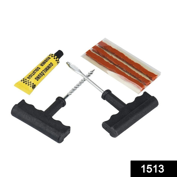 Puncture Repair Kit Tubeless Tyre Full Set with Nose Pliers, Rubber Cement and Extra Strips for Cars, Bikes - Justgrabit Inc.