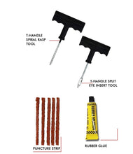 Puncture Repair Kit Tubeless Tyre Full Set with Nose Pliers, Rubber Cement and Extra Strips for Cars, Bikes - Justgrabit Inc.