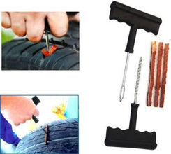 Puncture Repair Kit Tubeless Tyre Full Set with Nose Pliers, Rubber Cement and Extra Strips for Cars, Bikes - Justgrabit Inc.