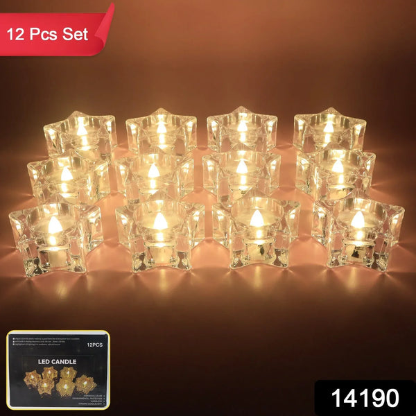 Set of 12 LED Crystal - Effect Flameless Smokeless Candles - Justgrabit Inc.