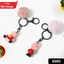 Cute Cartoon Keychain with Fluffy Pom (1 Pc / Mix Design) - Justgrabit Inc.