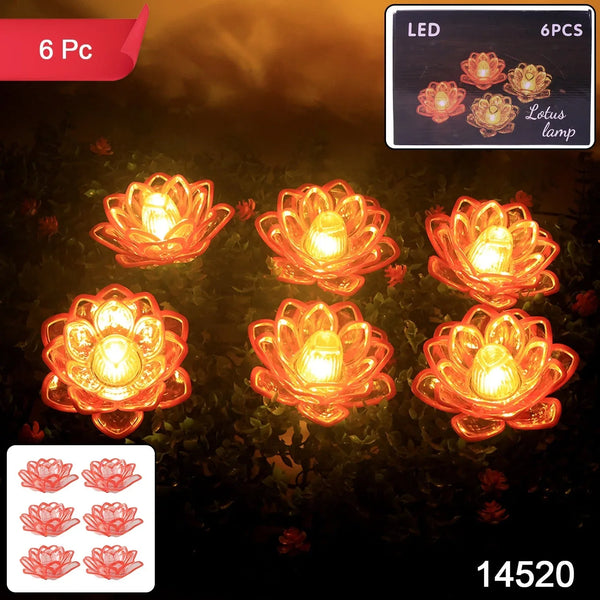Set of 6 Lotus Shaped LED Flameless Decorative Candles - Justgrabit Inc.