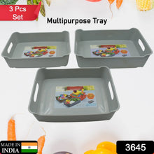 Multipurpose Organising & Storage Plastic Tray, Fruit & Vegetable/ Multi Purpose Tray, Organizer for Kitchen, Countertop, Cabinet, Bathroom Plastic Storage Basket For Store Fruits, Vegetables, Magazines, Cosmetics, Stationary Set of 3 - Justgrabit Inc.