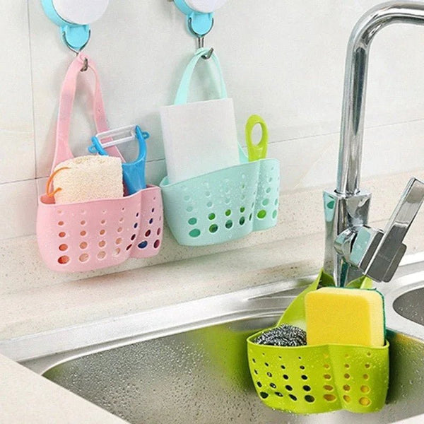 Adjustable Kitchen Bathroom Water Drainage Plastic Basket / Bag with Faucet Sink Caddy - Justgrabit Inc.