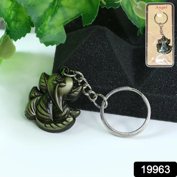 Ganesh Face Antique Black Metal Keychain (1 Pc) - justgrabit.in | Just Grab It