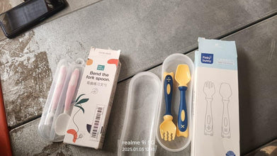 Silicone Bendable Kids Spoon & Fork Set – Toddler Self - Feeding Utensils (2 Pc Set) - Justgrabit Inc.