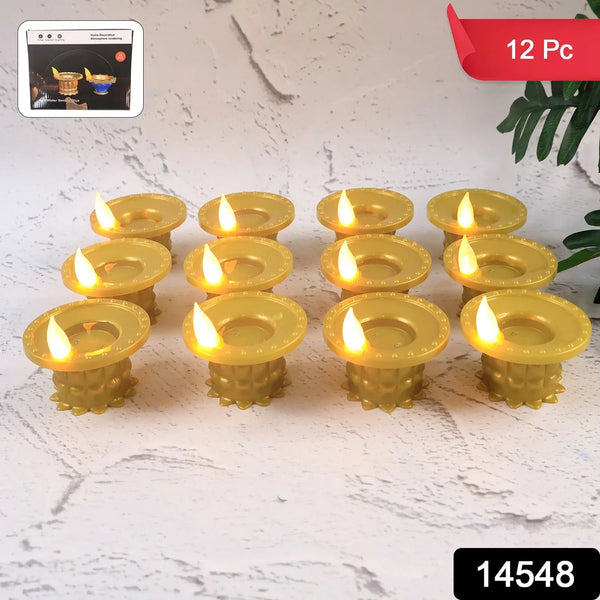 Set of 12 Water Sensor LED Golden Diyas - Justgrabit Inc.