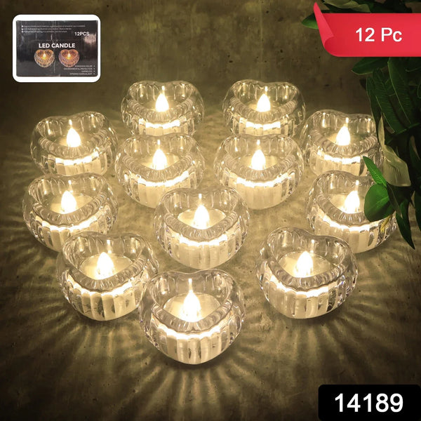 Set of 12 Heart - Shaped LED Flameless Decorative Candles - Justgrabit Inc.