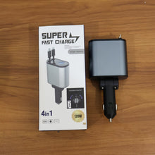 4 - in - 1 Super Fast Car Charger with Dual Built - In Cables, Dual USB Ports, - justgrabit.in | Just Grab It