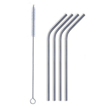 Reusable Stainless Steel Drinking Straws Bent (4 Bent Straws, 1 Brush) - justgrabit.in | Just Grab It