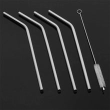 Reusable Stainless Steel Drinking Straws Bent (4 Bent Straws, 1 Brush) - justgrabit.in | Just Grab It