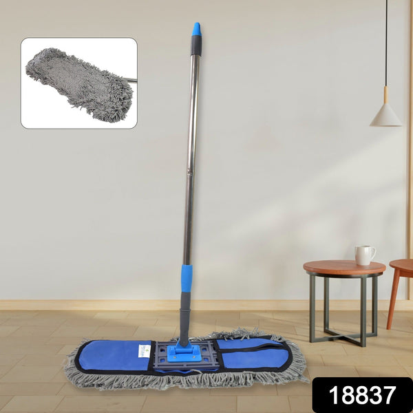 Wet and Dry Cotton Pad Floor Mop with Long Aluminium Handle (1 Pc / Large) - justgrabit.in | Just Grab It