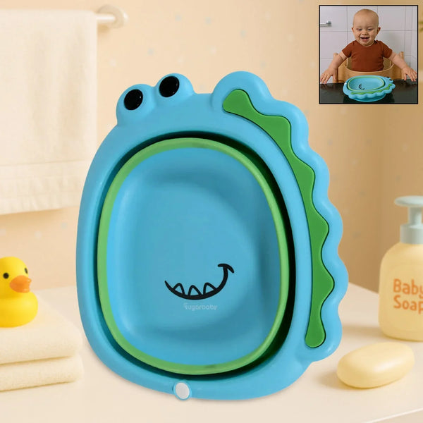 Frog Shape Foldable Baby Wash Basin, Space - Saving Lightweight Face Washing Tub (33×31cm / 1 Pc) - Justgrabit Inc.