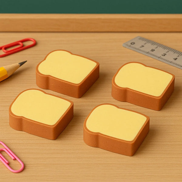 3D Toast Bread Shape Eraser for Kids, Cartoons Erasers Toast Bread Erasers Bread Shaped Eraser for Students, Gift, Cute Fun Food Erasers for School Classroom, Stationery for Boys & Girls (4 Pcs Set) - Justgrabit Inc.