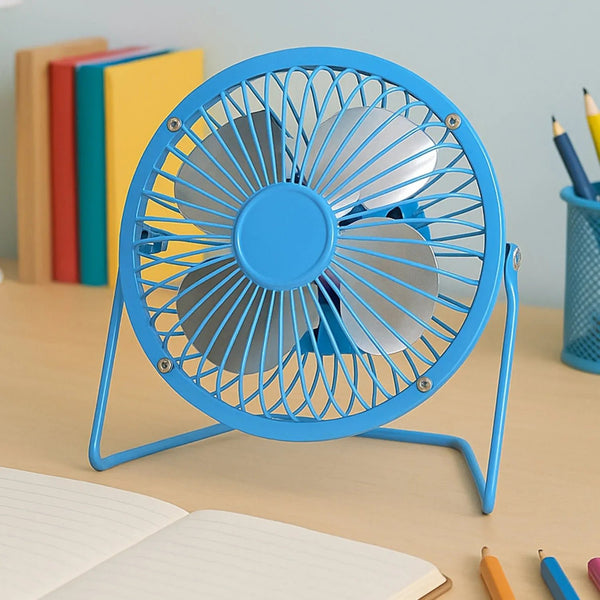 USB Table Desk Personal Metal Electronic Fan, Compatible with Computers, Laptops, Student Dormitory, Suitable For Office, School Use (1 Pc) - Justgrabit Inc.