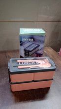 Plastic 2 Layer Leak Proof 3 Compartment Lunch Box for Office (1 Pc) - justgrabit.in | Just Grab It