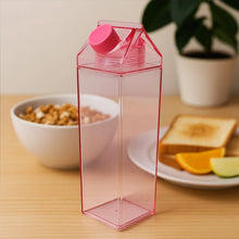 Plastic Milk Carton Colorful Clear Water Bottle, 17 Oz Portable Milk Box Leakproof Square Juice Bottle for Outdoor Sports Travel Camping - Justgrabit Inc.
