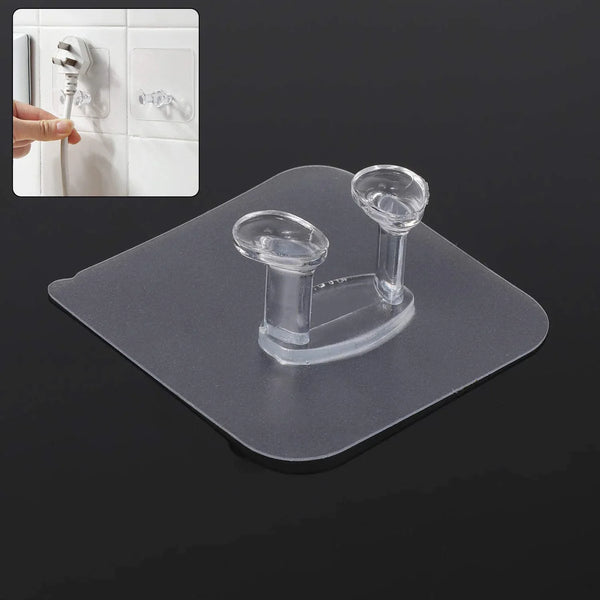 Transparent Self - Adhesive Wall Hook – Drill - Free, Waterproof & Oil - Proof for Toothbrush, Socket (1 Pc) - Justgrabit Inc.