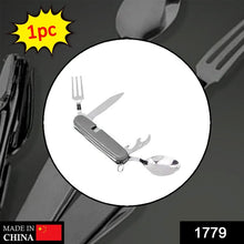 4 - in - 1 Stainless Steel Travel / Camping Folding Multi Swiss Cutlery Set - Justgrabit Inc.