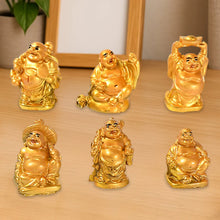 Golden Laughing Buddha Set Of Six Pieces Statue For Happiness, Wealth & Good luck Decor For Wealth and Success (6 Pcs Set) - Justgrabit Inc.