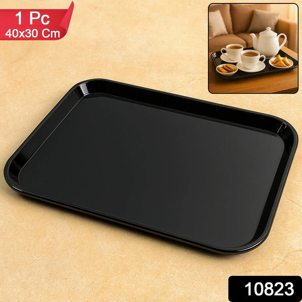 Plastic Serving Tray / Plate – 40 × 30 cm (1 Pc / Black) - justgrabit.in | Just Grab It