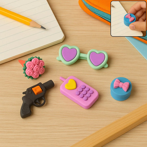 Fancy Colorful Eraser Set for Kids’ Parties & School (1 Set, Mixed Design) - Justgrabit Inc.