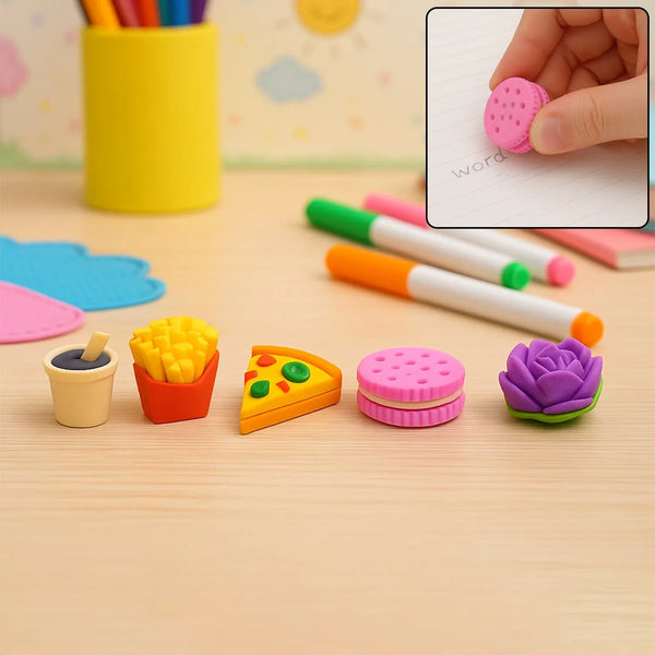 3D Mix Design Fancy & Stylish Colorful Erasers, Mini Eraser Creative Cute Novelty Eraser for Children Different Designs Eraser Set for Return Gift, Birthday Party, School Prize (1 Set) - Justgrabit Inc.